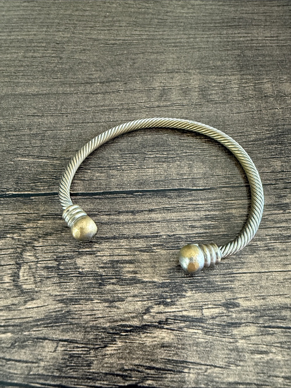 Sterling-Tone Twisted Cable Open Cuff Bracelet in Silver